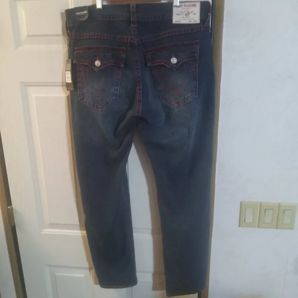 True Religion Men's NWT Geno Big T Flap Relaxed Slim Jeans 36x32  700606